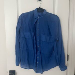 Zara Blue Linen Button Down